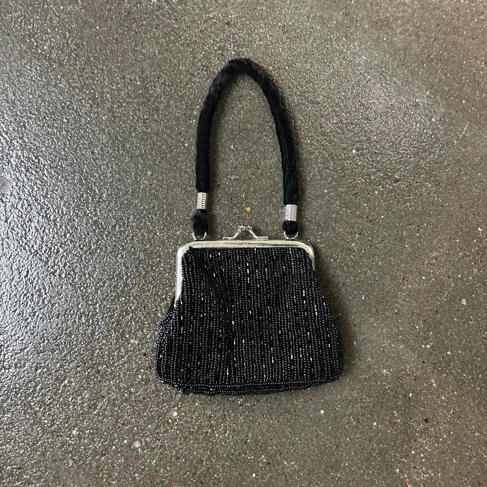 Vintage Dover Kidz Black Beaded‎ 9x5 Mini Coin Purse Bag